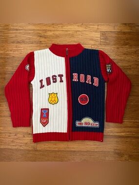 Mock Neck Zip Up Varsity Sweater